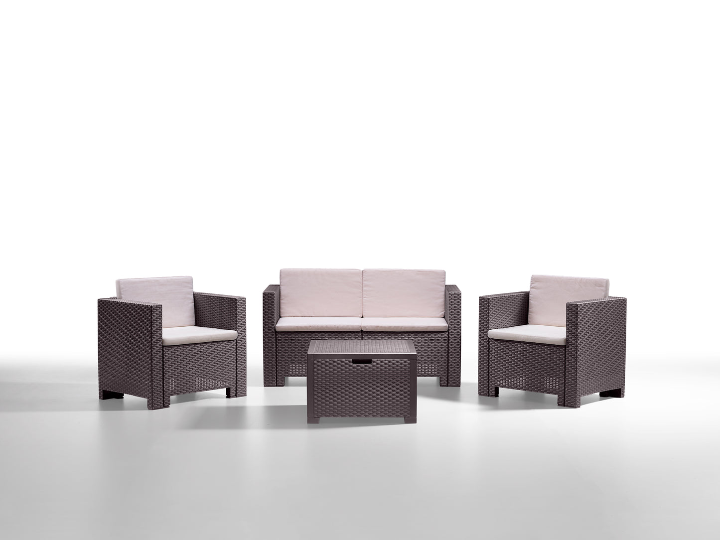 SALOTTO RESINA 4PZ.C/CUSCINI CAPRI BROWN