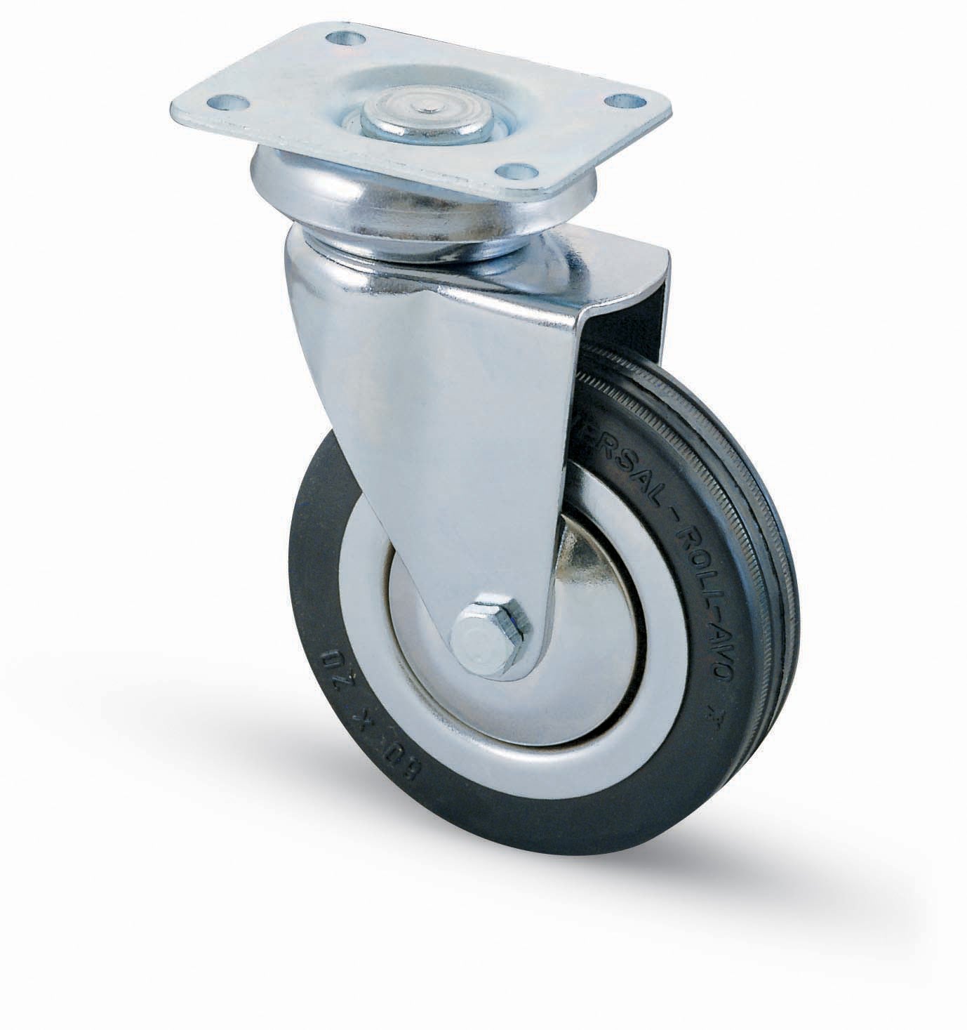 RUOTA CARRELLO D 100 MM GOMMA 155 PIASTRA