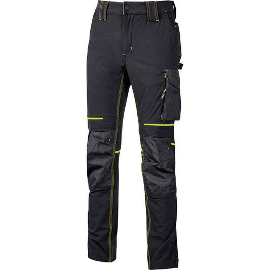 U-POWER PANTALONE ATOM SLIM FIT NERO-GIALLO TG.M