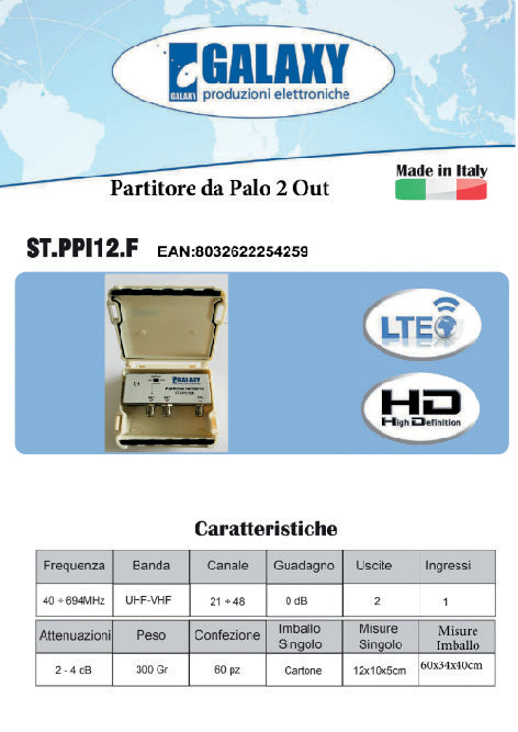 PARTITORE DA ESTERNO SAT/DT 1 INGRESSO  2 USCITE