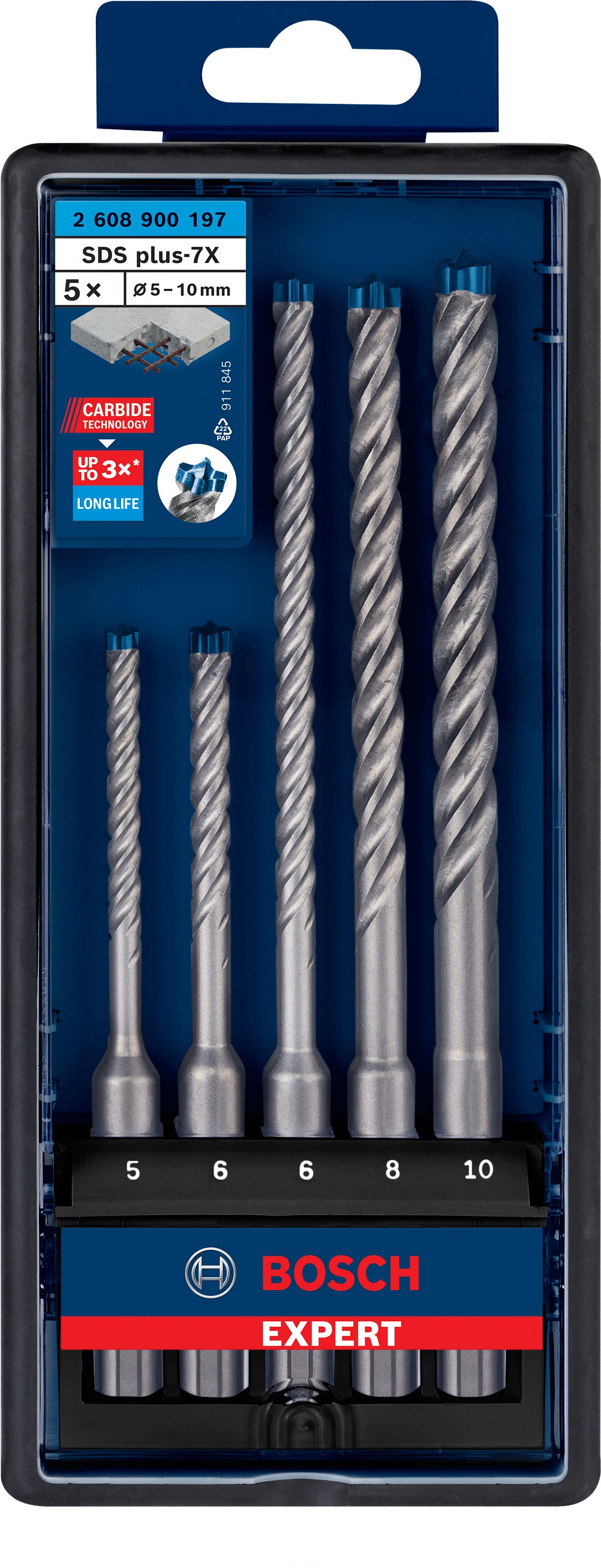 BOSCH-A SET 5 PUNTE ROBUST LINE SDS PLUS-7X