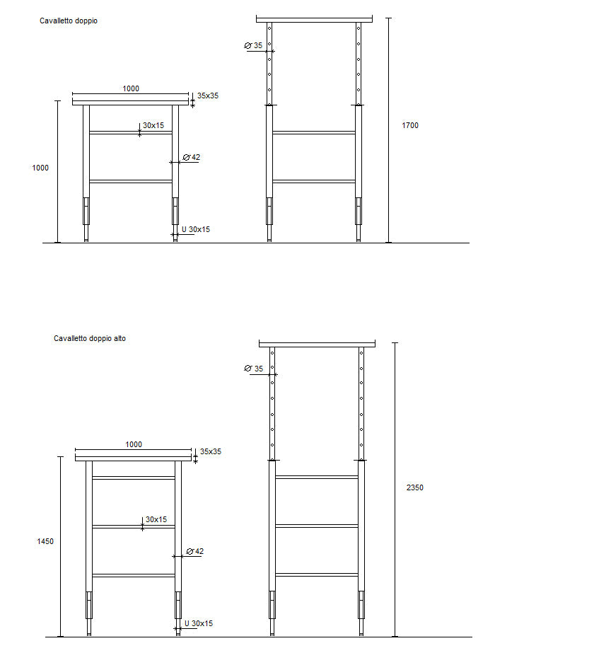 CAVALLETTO DOPPIO REGOLABILE 100-170 CM