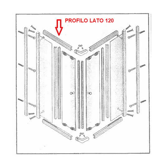 ZZ-PROFILO LATO 120 INF.+SUP.X BOX DOCCIA CRIST.TRAS/SER.MM.6CM