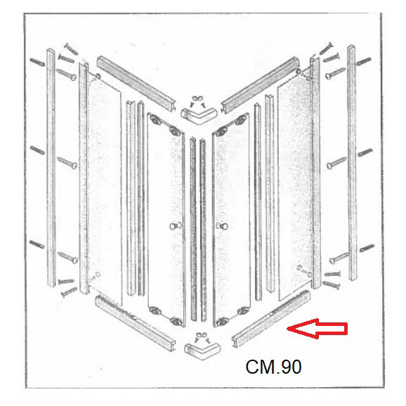 ZZ-PROFILO INFERIORE  LATO 90 X BOX DOCCIA CRISTALLO TRASP.MM.6 CM.70X90LUSSO