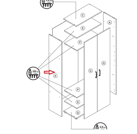 ZZ-FIANCO A X KIT ARMADIO/SCARP. 2A CM.70X36X181H BIANCA