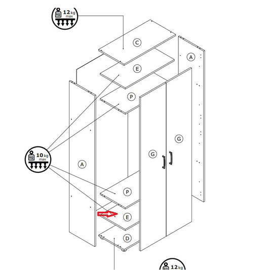 ZZ-MENSOLA E X KIT ARMADIO/SCARP. 2A CM.70X36X181H BIANCA