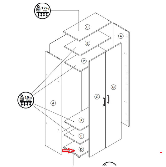 ZZ-BASE D X KIT ARMADIO/SCARP. 2A CM.70X36X181H BIANCA