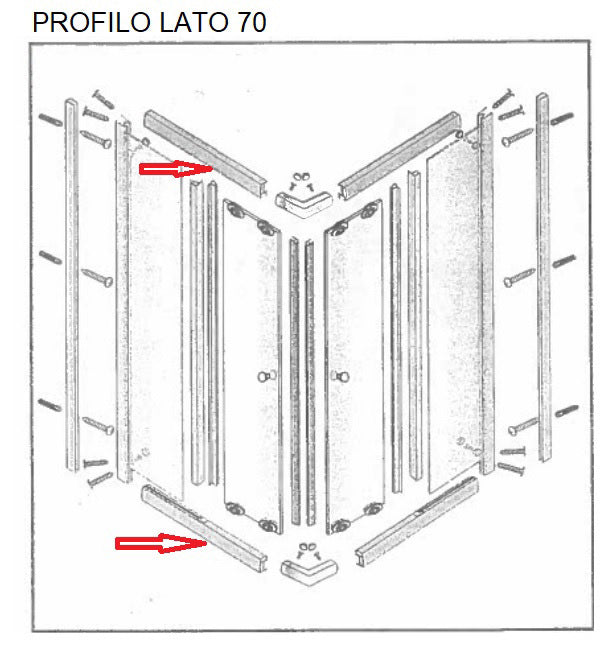 ZZ-PROFILO LATO 70 X BOX DOCCIA CRIST.TRAS/SER.MM.6 CM.70X90 LUSSO