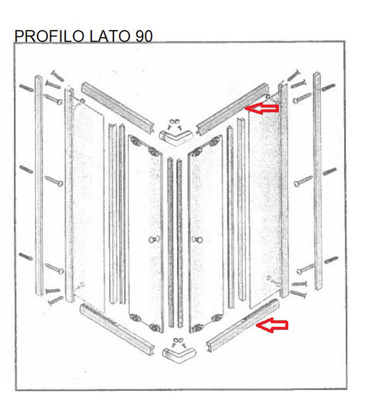 ZZ-PROFILO LATO 90 (PZ2) X BOX DOCCIA CRIST.TRAS/SER.MM.6 CM.70X90 LUSSO