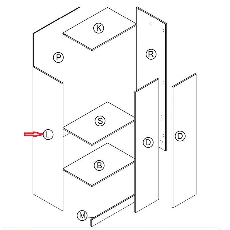 ZZ-PART L FIANCO X  ARMADIO 2A BIANCO VEN. GRK708/K083