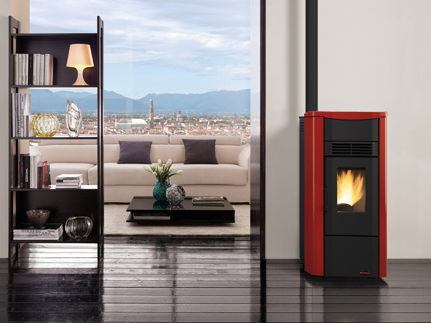 STUFA PELLET CANALIZZATA 7.5 KW GIUSY PLUS EVO2.0 BORDEAUX